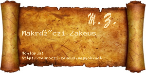 Makróczi Zakeus névjegykártya